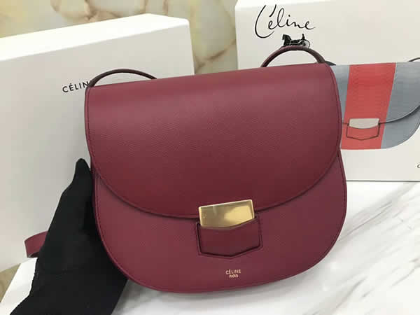 Fake Fashion Discount Dark Red Celine Trotteur Crossbody Bags Online